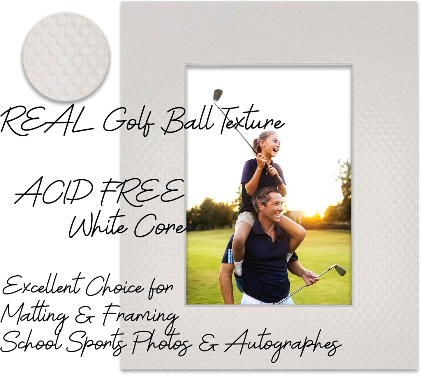 11x14 Mat Bevel Cut for 8.5x11 Photos - Acid Free Golf Ball Texture Precut Matboard With Backing Board and Crystal Clear, Self Seal Mat Bag - For Pictures, Framing - 4-ply Thickness