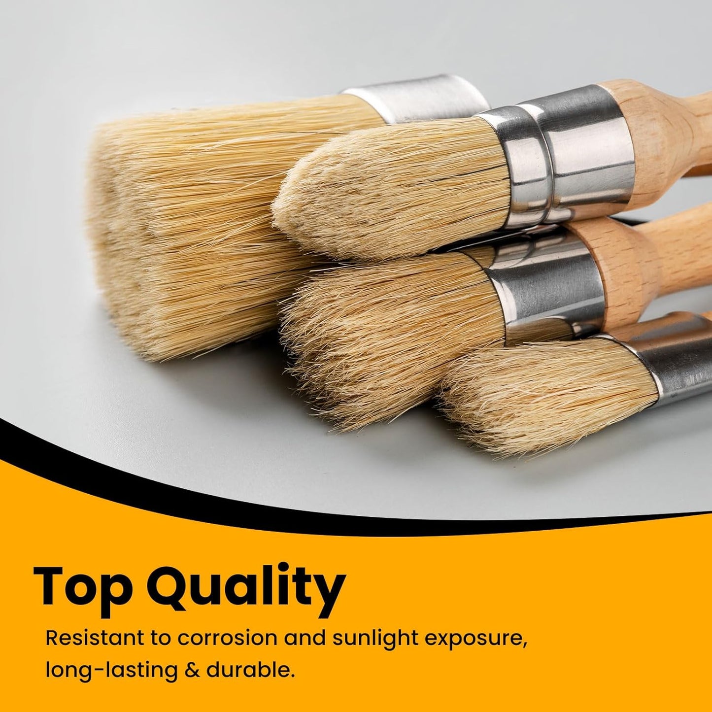 Chalk and Wax Paint Brush Furniture Set of 4, Small Round and Large Oval Brush with Natural Bristles, Perfect for Painting or Waxing Furniture, Ideal for Home Decor