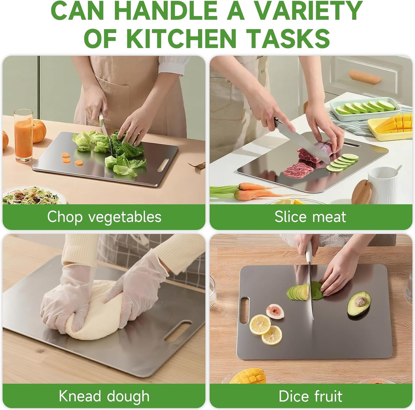 Titanium Cutting Board - 2025 New Upgrade 100% Pure Titanium Cutting Boards for Kitchen Double Sided Non Toxic Cutting Board,Hygiene Durable Dishwasher Safe Chopping Board(L:15.35IN*11.02IN)