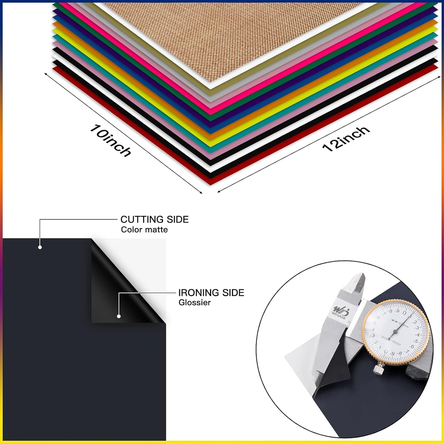 HTVRONT Black HTV Heat Transfer Vinyl Bundle: 36 Pack 12" x 10" Iron-On Vinyl for T-Shirts, Compatible with Cricut Cutting Machine, Silhouette Cameo or Heat Press Machine