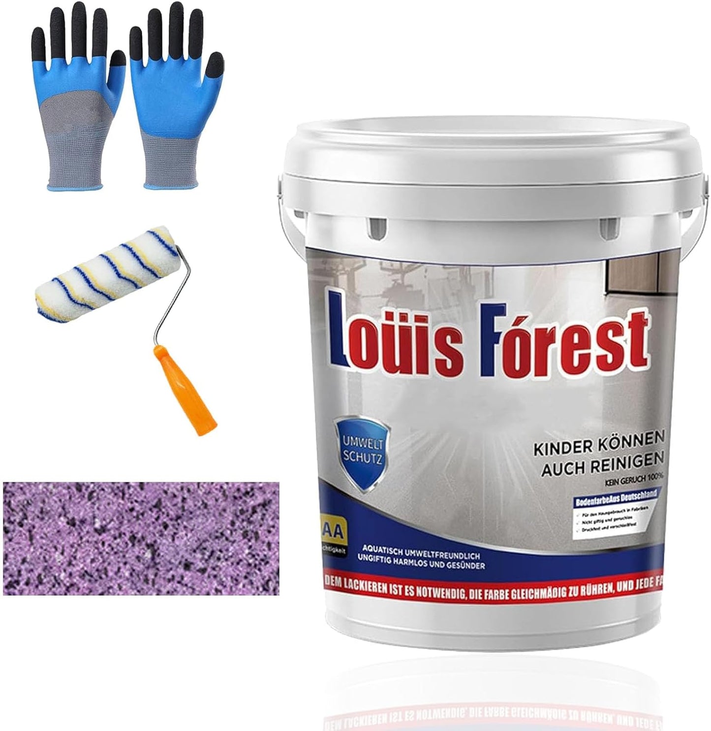 Louis Forest Epoxy Floor Paint, High-Gloss Marble Effect Coating, Epoxy Colored Sand Floor Paint, Wear-Resistant and Non-Slip for Indoor Outdoor (1KG-Purple)