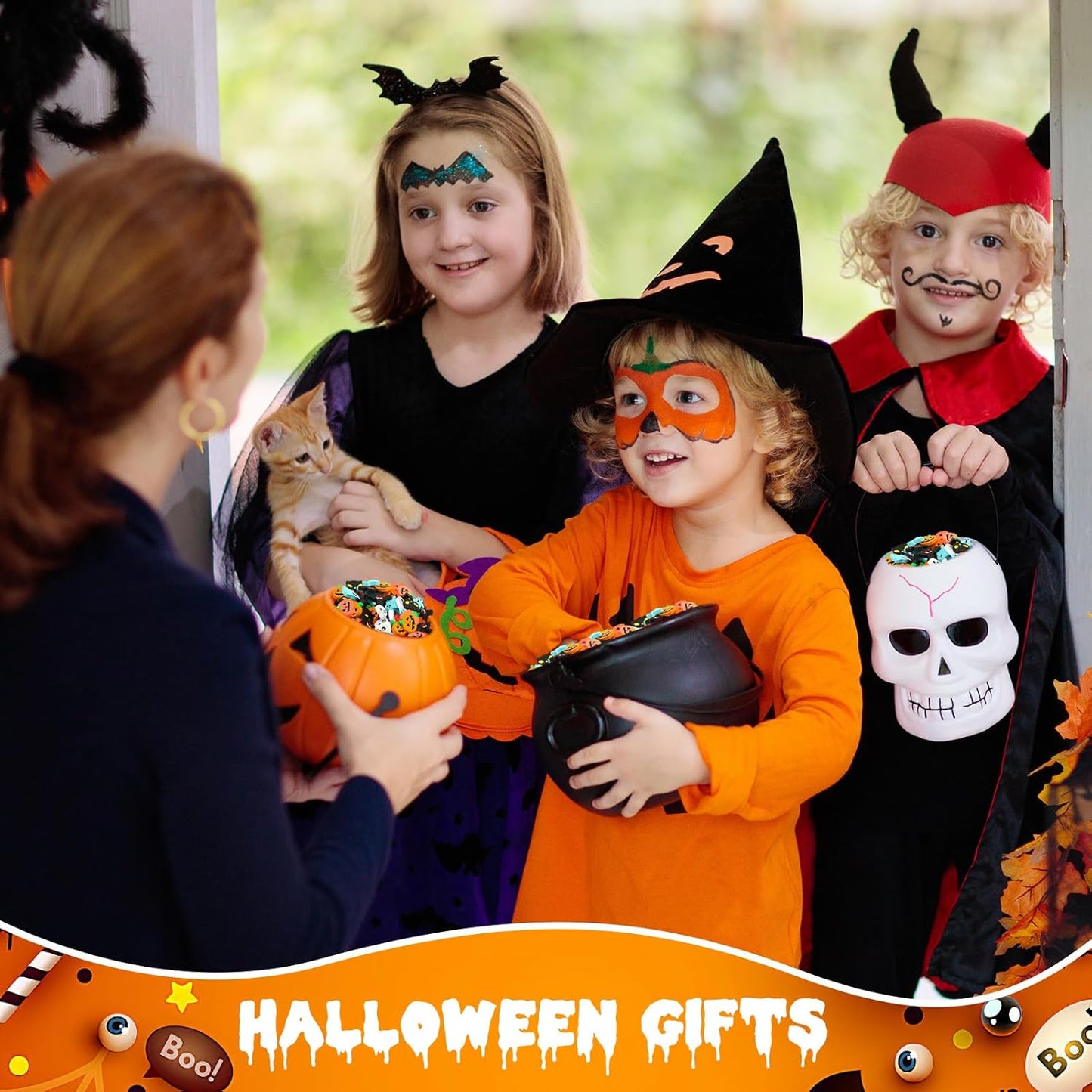 90 Pcs Halloween Mini Erasers for Kids, PLULON Goody Bag Fillers Pumpkin Black Cat Bat Skull Ghost Erasers Bulk Novelty Funny Halloween Classroom Trick or Treat Party Favors Gift