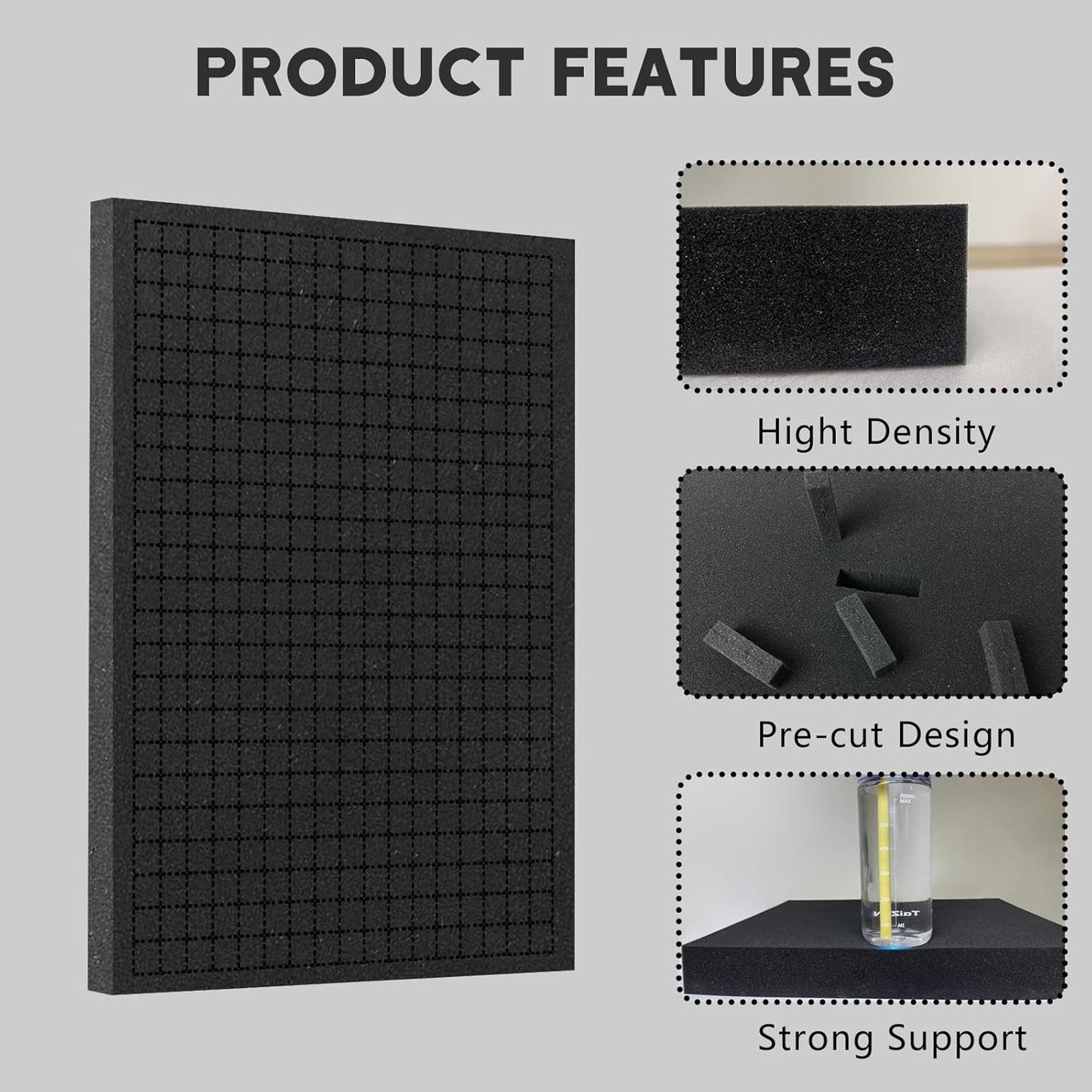 Pick and Pluck Foam Sheets, 2Pcs 16 x 12 x 1 Inch Pick Apart Foam Insert for Camera Storage, Crafts, Tool Box, Storage Drawer