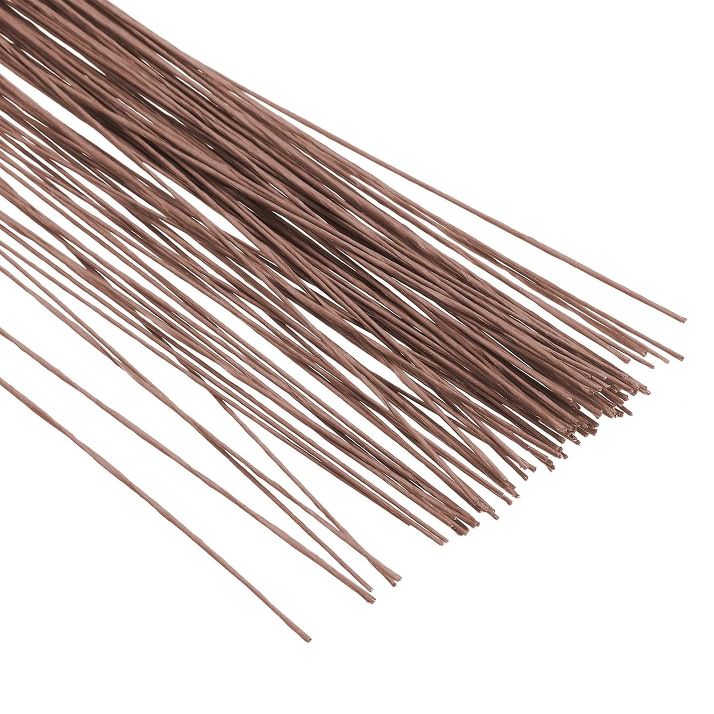 PATIKIL 26 Gauge 16" Floral Stem Wire, 100 Pcs Paper Wrapped Iron Artificial Flower Stem Accessories for DIY Bouquet Stem and Craft Decoration, Brown