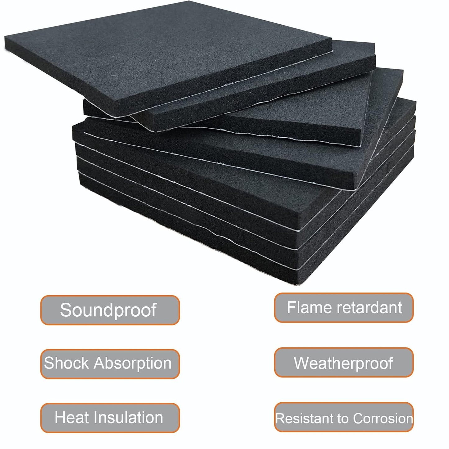 8 Pcs Black Adhesive Foam Padding, Closed Cell Foam Sheet 1/4" Thick 4 Inch X 4 Inch, Neoprene Rubber Pad Self Stick Anti-Slip Adhesive Anti Vibration Pad (4inX 4inX 1/4in, 8)