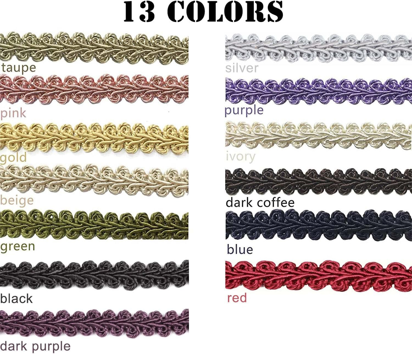 BEL AVENIR Braid Trim 1/2 inch 13.6 Yards French Gimp Basic Sewing Polyester DIY Crafts Costume Home Decorative (Wine)