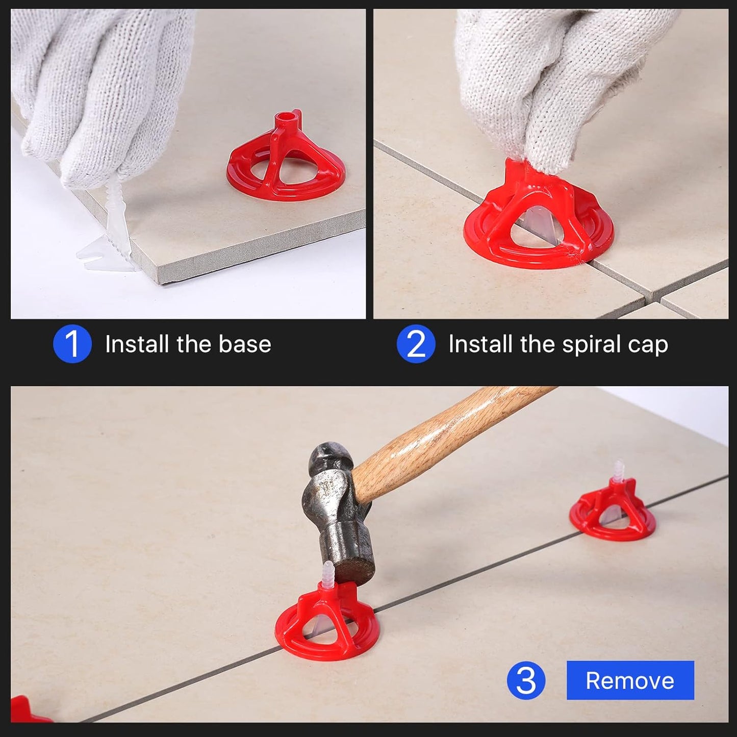 Professional Tile Leveling System Kit，Anti-Loosening Spacers/Wall, Bathroom Tiling - 1/16" Precision Alignment & Grout Spacing Tools(2000base, 1/16)