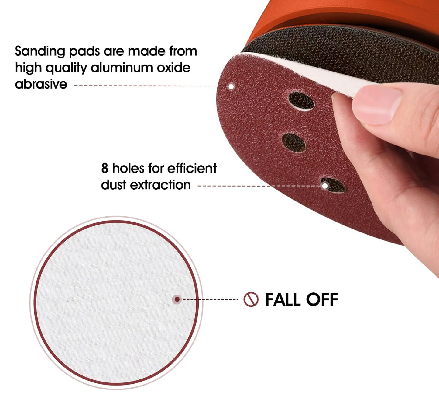 S SATC 5 Inch Sanding Discs Hook and Loop 150 PCS Sandpaper Discs Premium Aluminum Oxide 120 Grit for Random Orbital Sander
