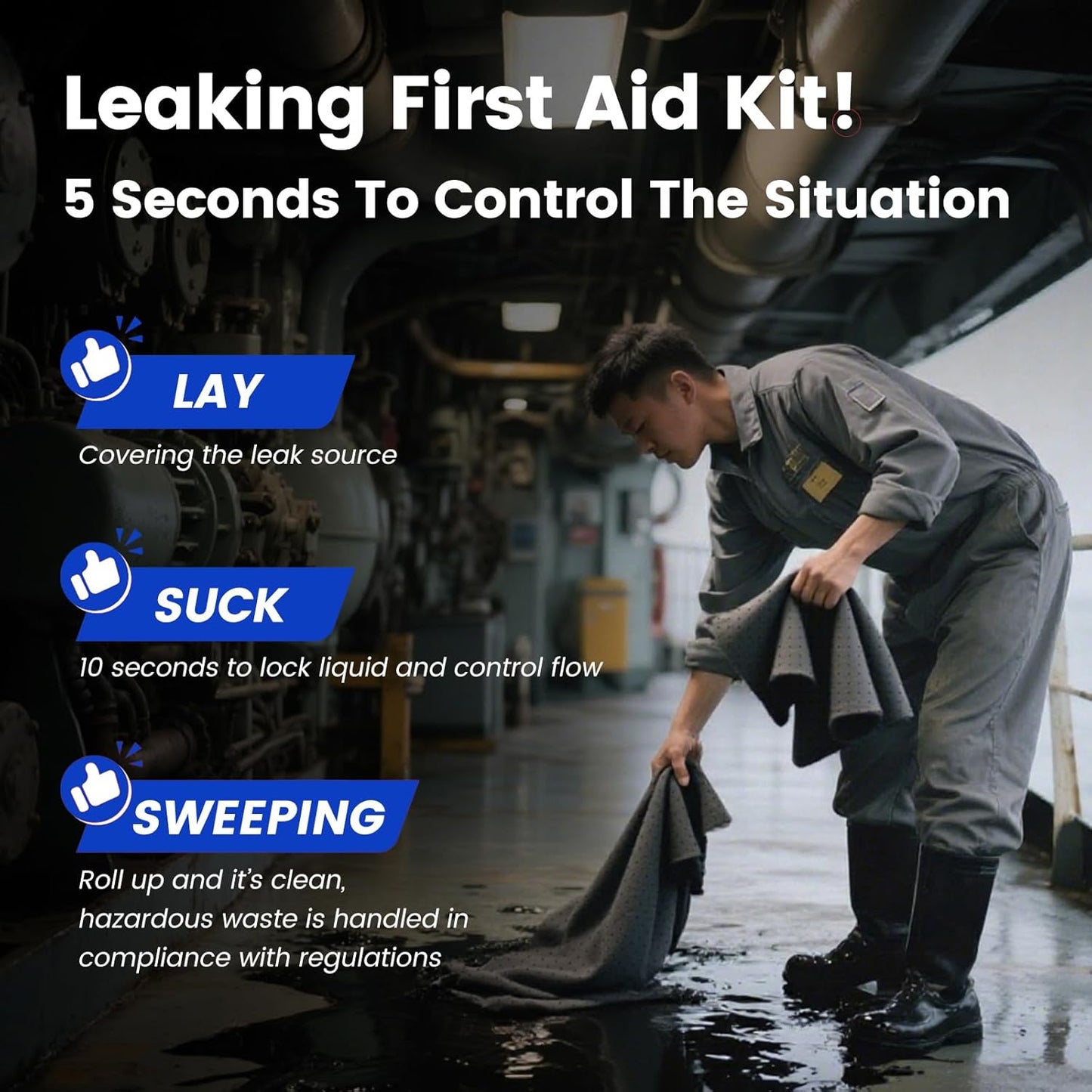 Universal Absorbent Pads | 16"x20" Water Absorbent Mat 100-Pack | Industrial Spill Control for Liquids Leak(24 Gal/Box) | Oil Absorbing Sheets