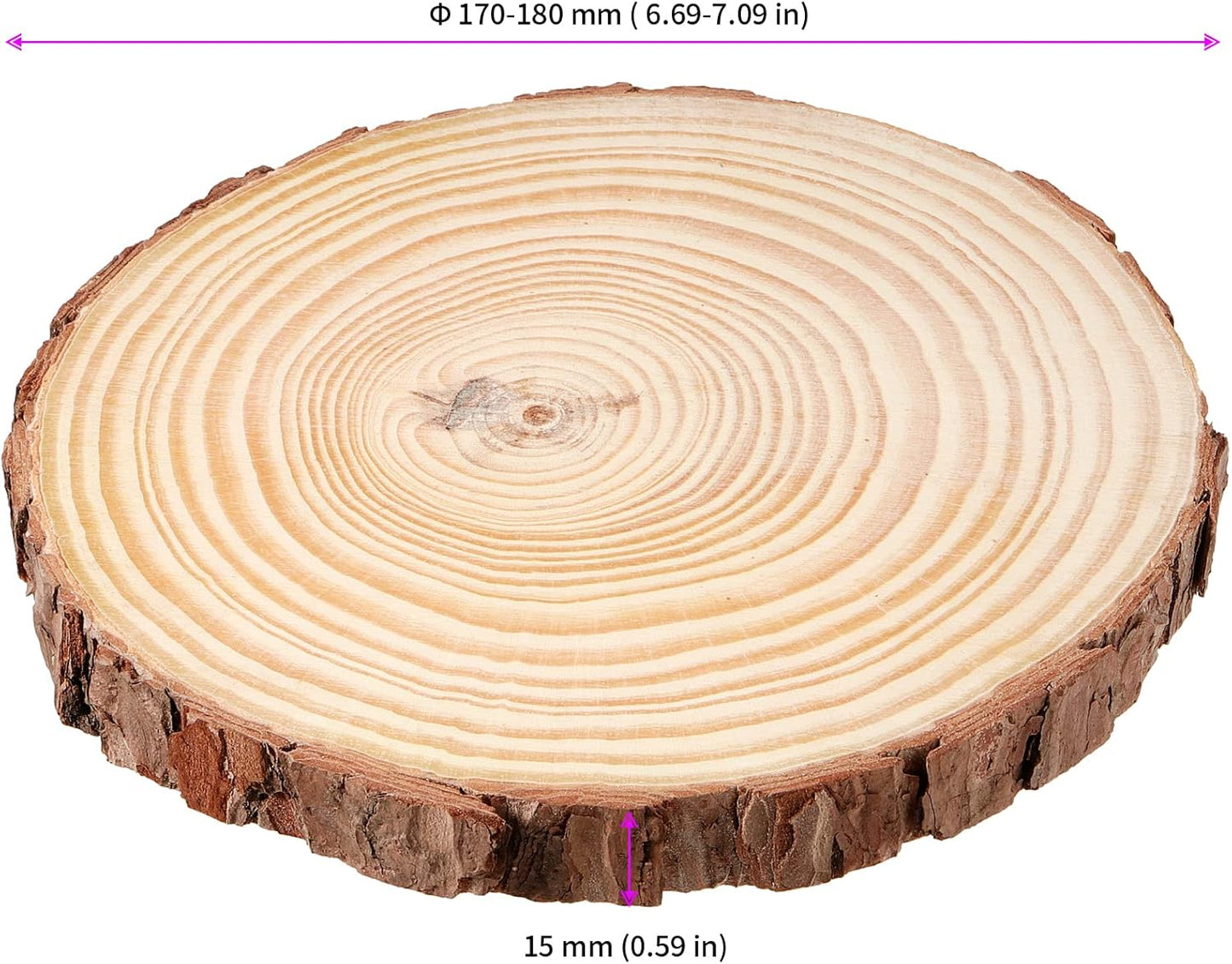 JEUIHAU 10 PCS 6.7-7 Inches Natural Unfinished Wood Slices, Round Wooden Tree Bark Discs, Wooden Circles for DIY Crafts, Christmas, Rustic Wedding Ornaments