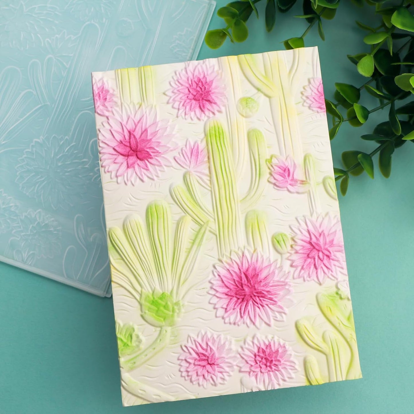 BAOFALI 3D Embossing Folder for Card Making,Beautiful Cactus and FlowerClear Plastic Texture Fades Embossing Folder Template for Scrapbooking Cardstock Album DIY Decoration Paper Crafting 6.3x4.5inch
