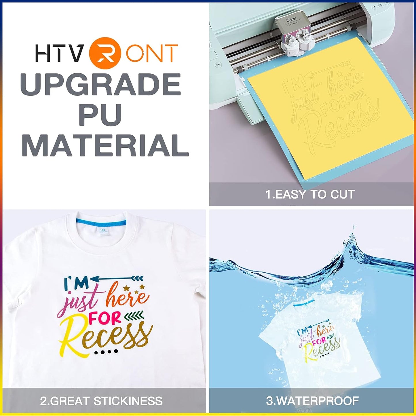 HTVRONT Black HTV Heat Transfer Vinyl Bundle: 36 Pack 12" x 10" Iron-On Vinyl for T-Shirts, Compatible with Cricut Cutting Machine, Silhouette Cameo or Heat Press Machine