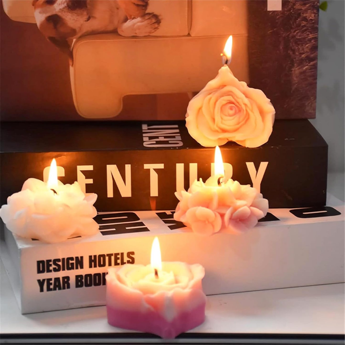 9 PCS Flower Candle Molds Rose Tulip Silicone Candle Mold Flower Shapes Moldes De Rosas Silicona para Velas for Soy Wax, Beeswax, Candle Making, Resin Craft