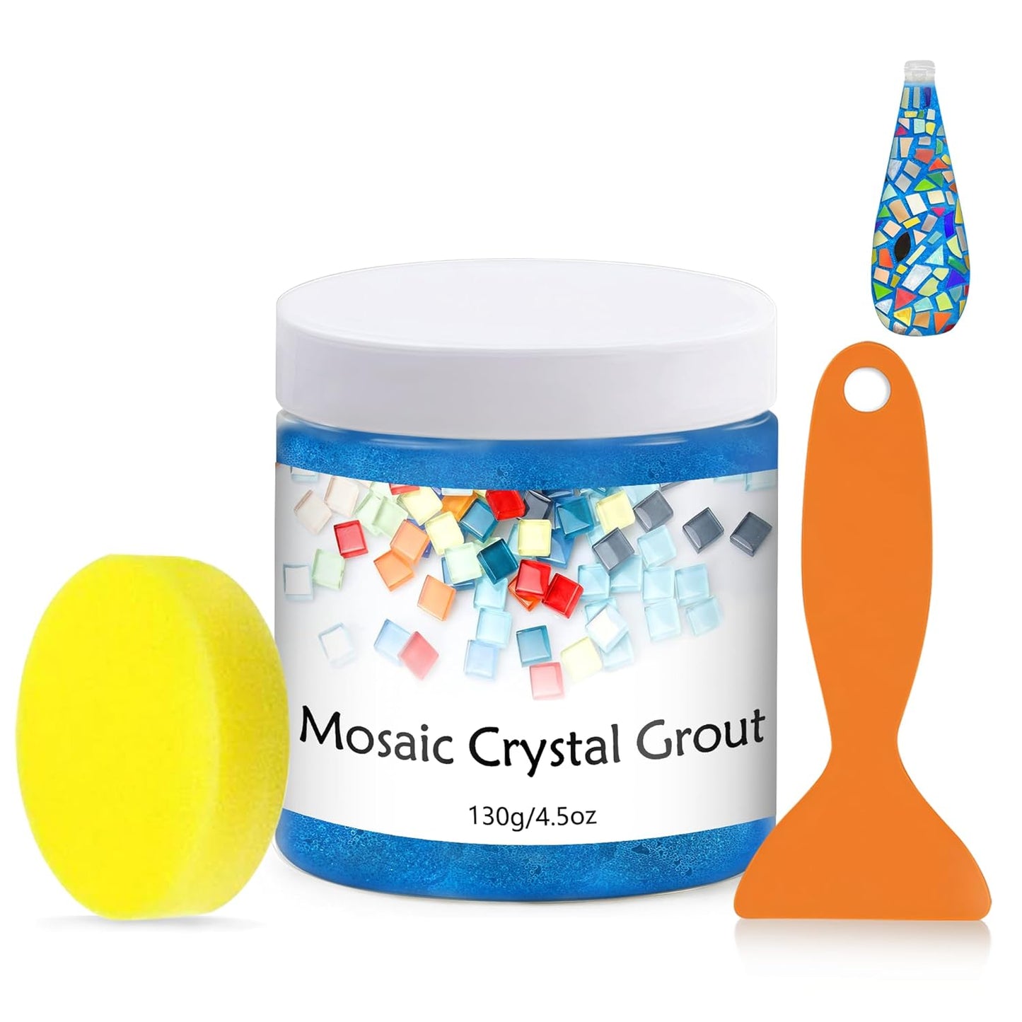 Mosaic Crystal Grout, Mosaics Tile Tools, Mosaic Tile Accessories – Essential for Handmade Grouting and Perfect for DIY Craft Projects (Blue, 4.5oz)