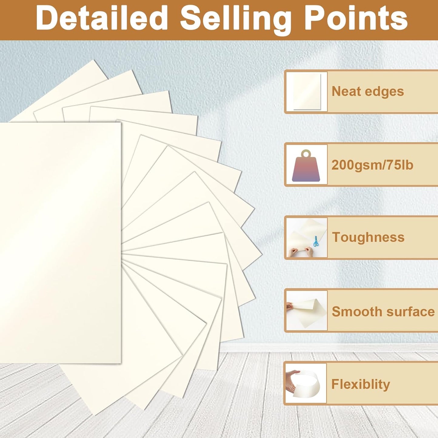 40 Sheets Cream Shimmer Cardstock 8.5 x 11 Ivory Paper, 75lb Off White Paper Card Stock for School Crafting, Cards Making, Business Cards, Wedding Invitations, Menus