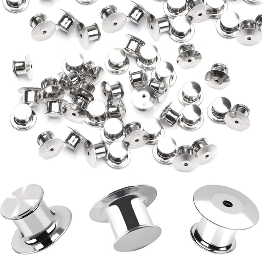 100 Pieces Metal Pin Backs Locking Pin Keepers Locking Clasp