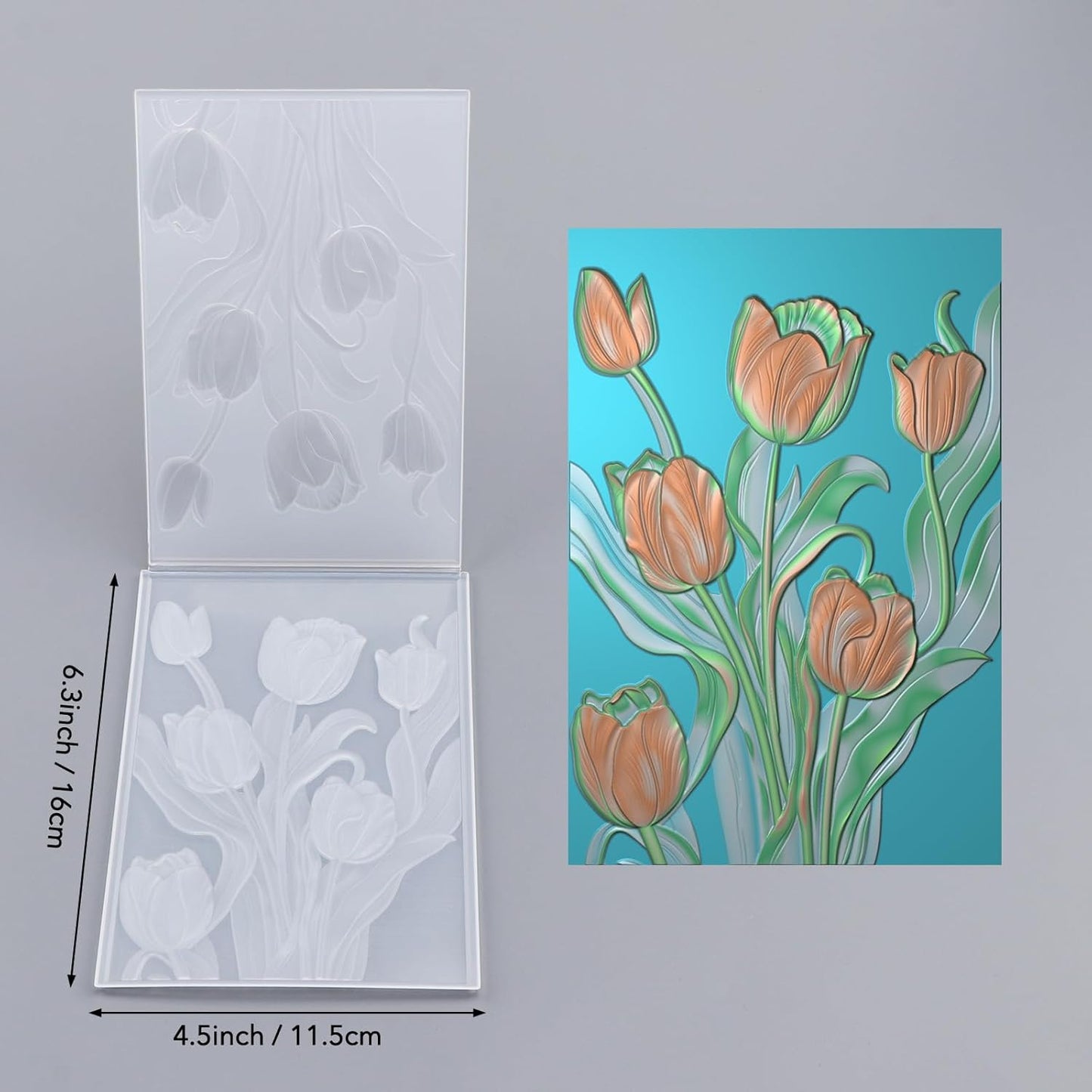 BAOFALI 3D Flowers Theme Plastic Embossing Folders Tulip for DIY Scrapbooking Photo Album Card Paper Craft Decoration for Card Making,Embossing Template Paper Card Embossing Stencil