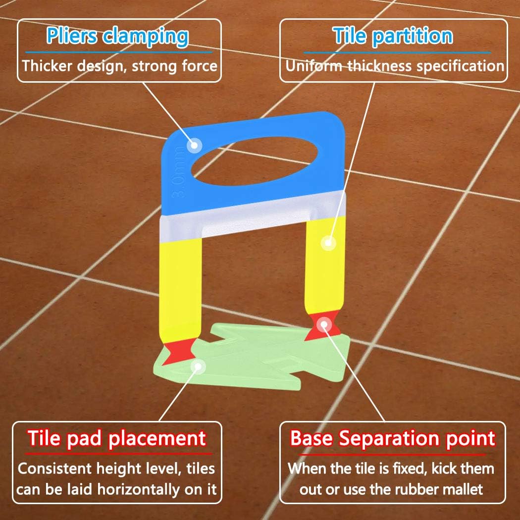 600 PCS Tile Leveling System Clips 1/16''(1.5mm) 600-Piece Tiles Leveler Spacers Tool for Professional Ceramic Tile and Stone Installation