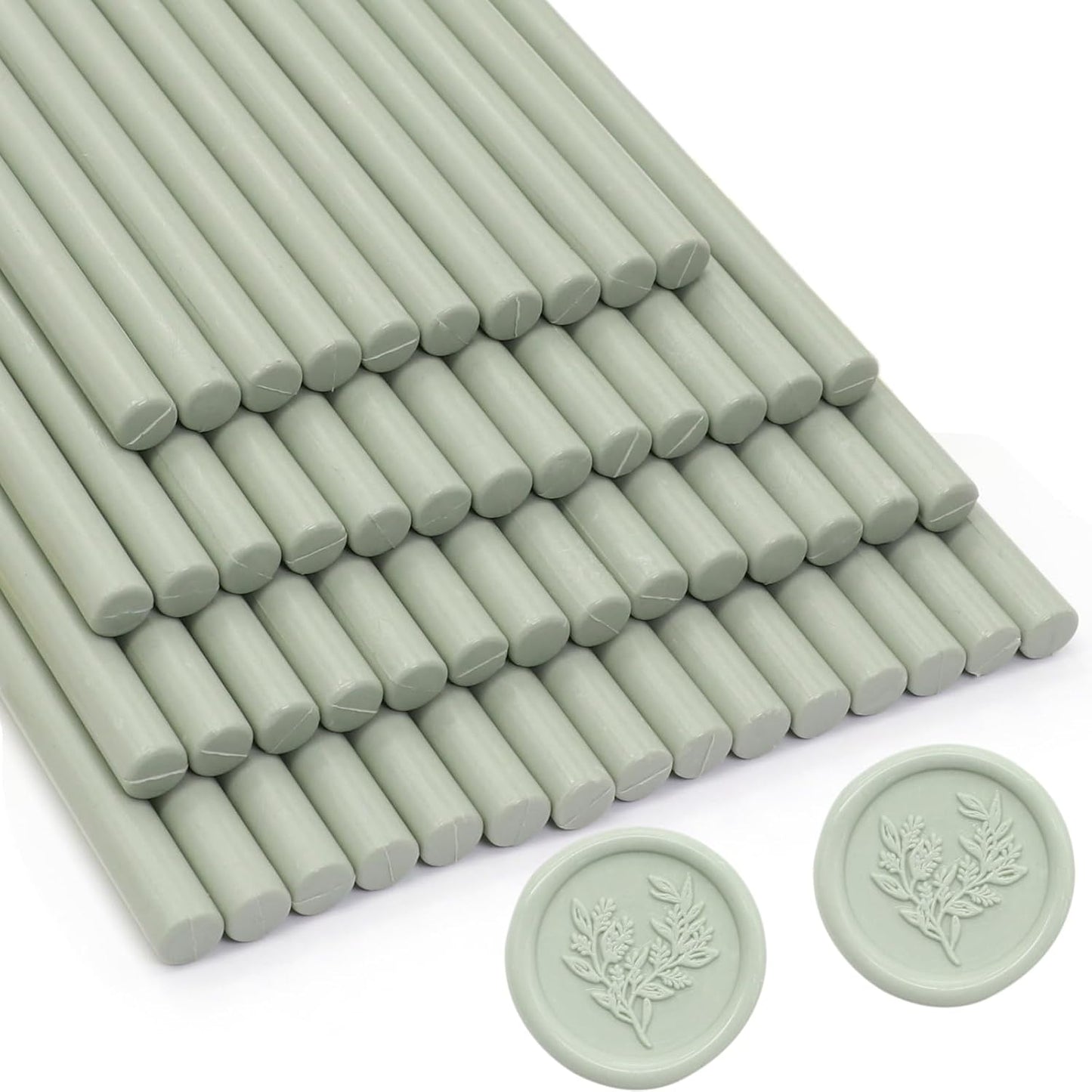 52pcs Sage Green Wax Sealing Sticks, Andotopee Glue Gun Adhesive Seal Sticks for Stamp Seals, Premium Sealing Wax for Envelope Seals Wedding Invitation Craft Adhesive, Great Gift Ideas (Mini Size)