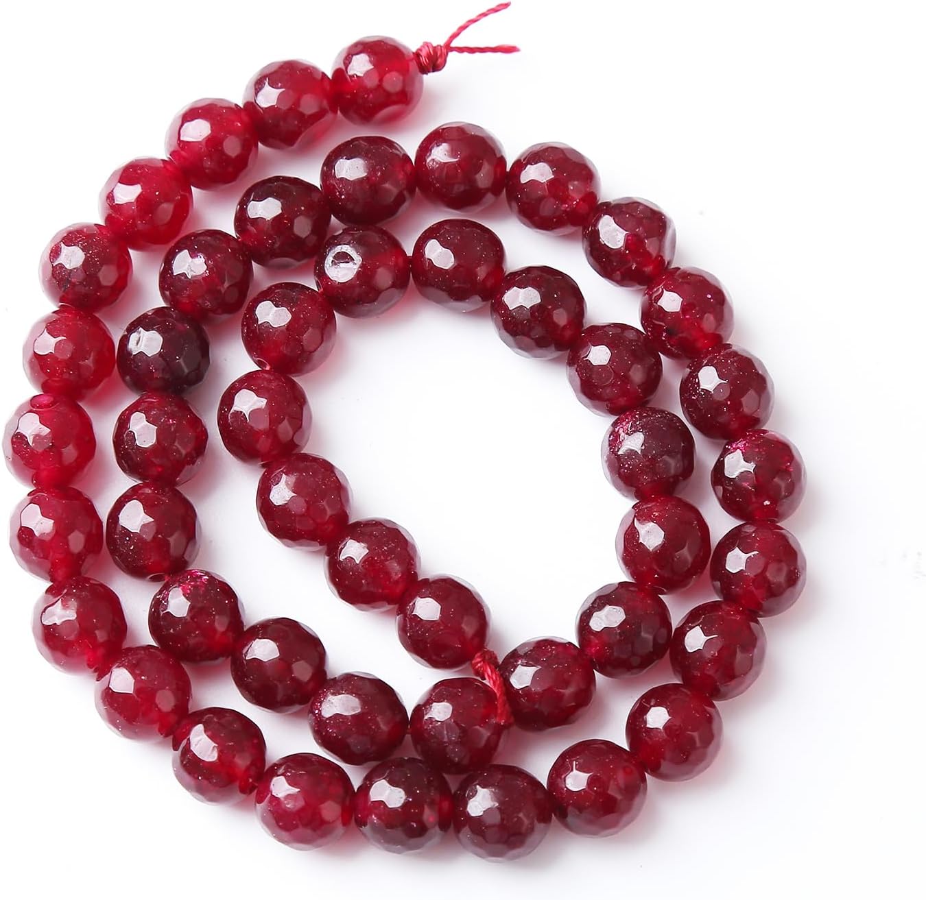 90pcs 4mm Faceted Red Jade Gemstone Beads Natural Stone Round Loose Spacer Beads for Jewelry Making DIY Bracelet Necklace 1 Strand 15inch