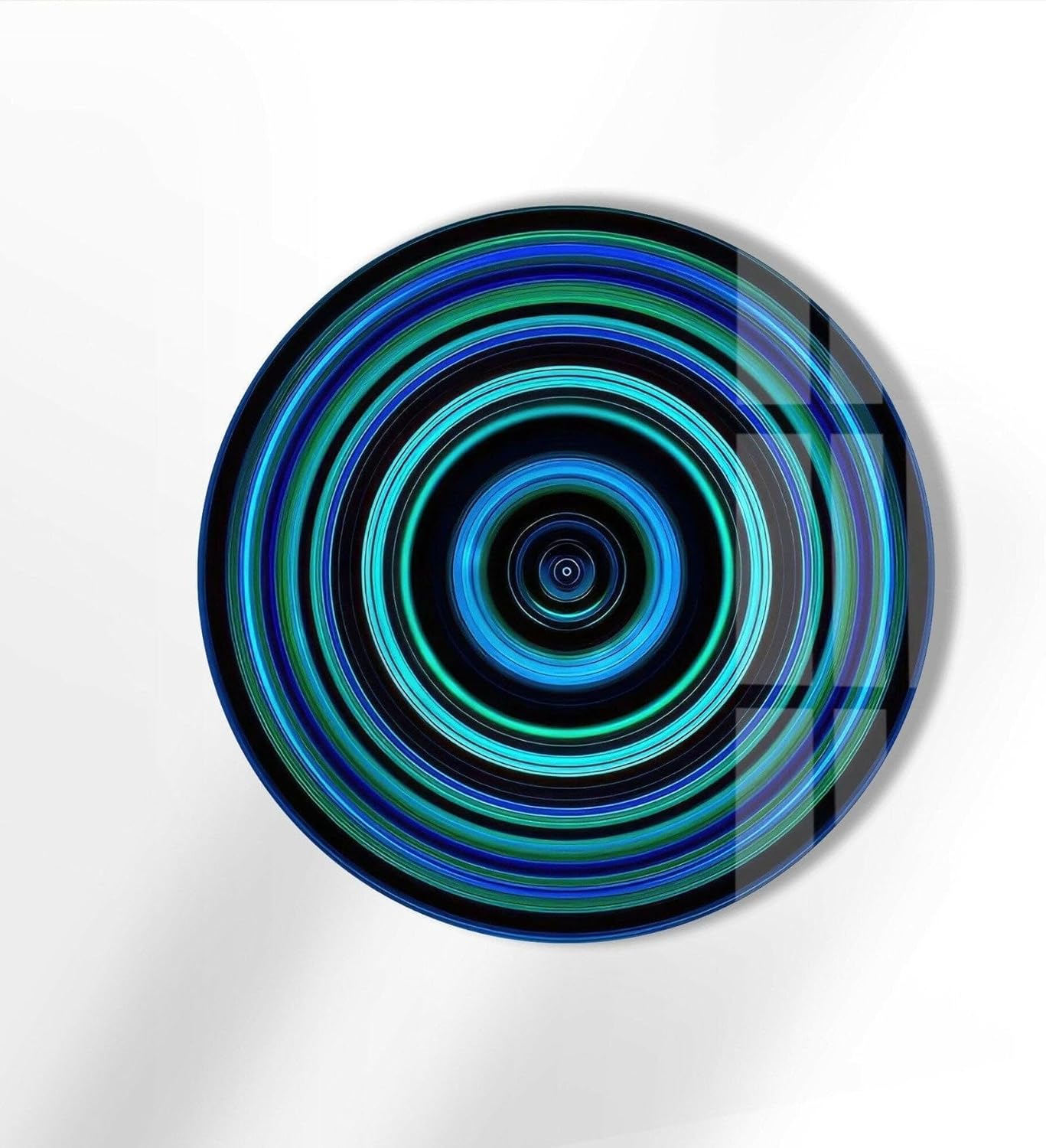 My Photostation.com 39,4''(100cm) Diameter Blue and Green Round Glass Wall Art Tempered Glass Printing Wall Decor Large Wall Art Wall Hangings