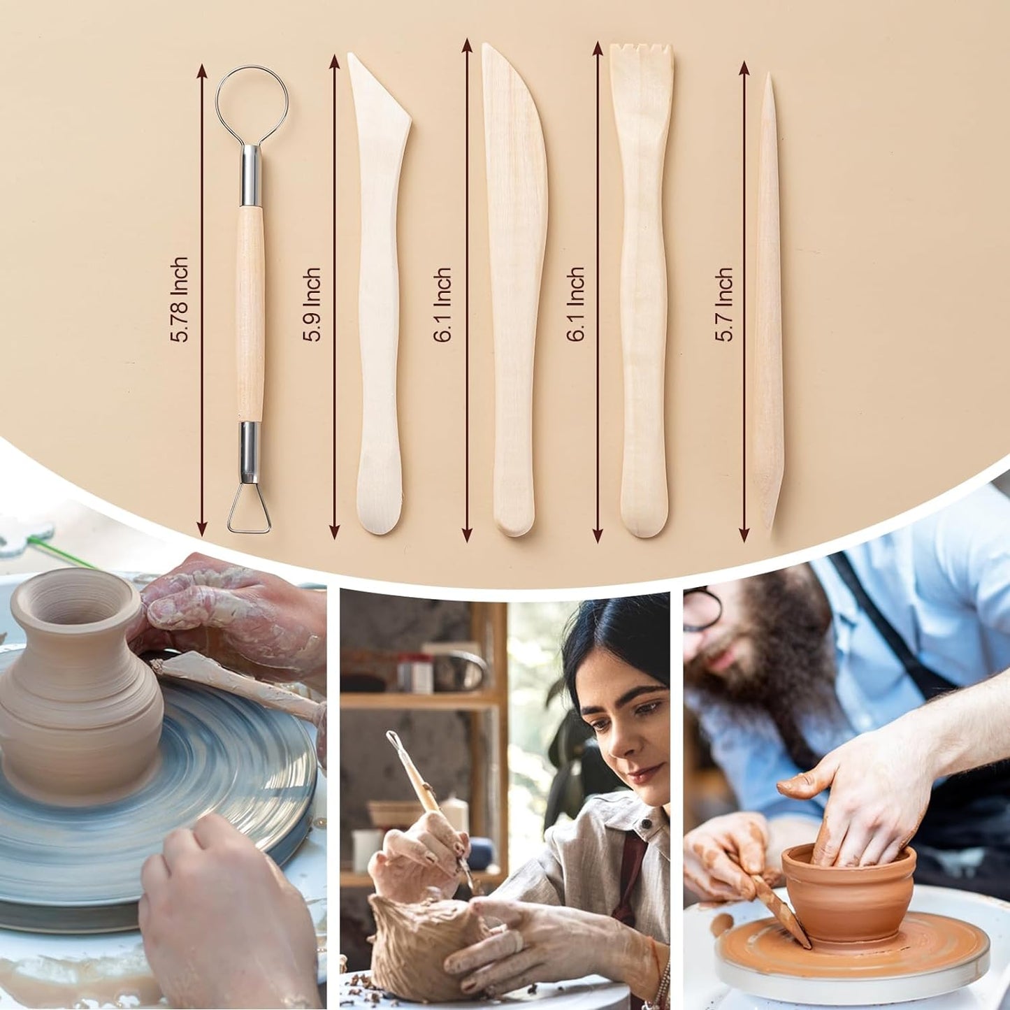 Amrules Clay Tools Kit, 27 PCS Pottery Tools, Practical Polymer Clay Sculpting Tools Kit, Air Dry Clay Tools Set for Adults, Pottery Craft, Dotting, Carving, Drawing, Molding, Modeling, Shaping