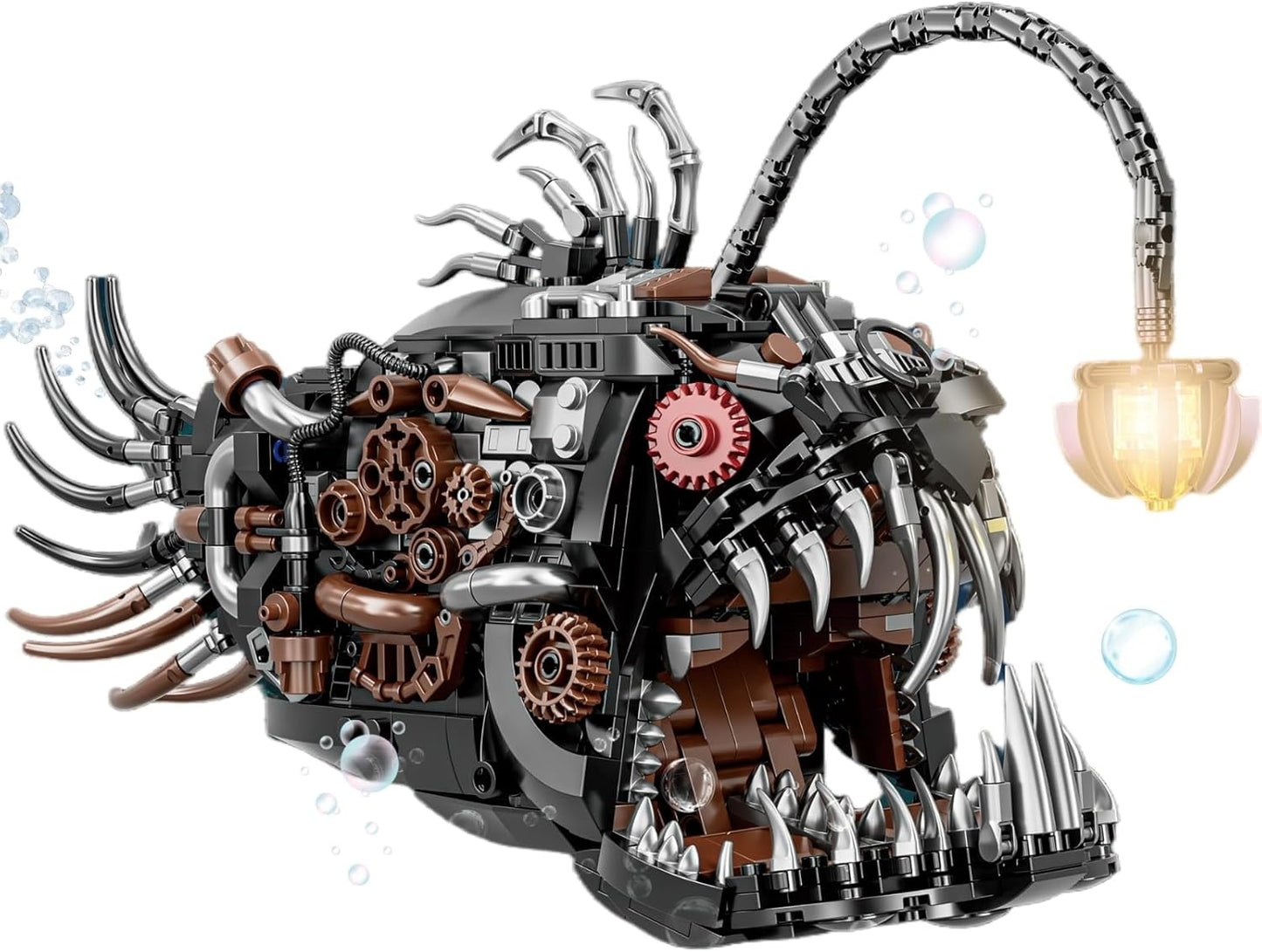 Mechanical Angler Fish Building Block Set - STEM Toys for Boys & Girls 8-14+, Deep Sea Ocean Creature Kit, Home/Office Decor with Light, Great Gift for Kids & Adults(1038+Pieces)