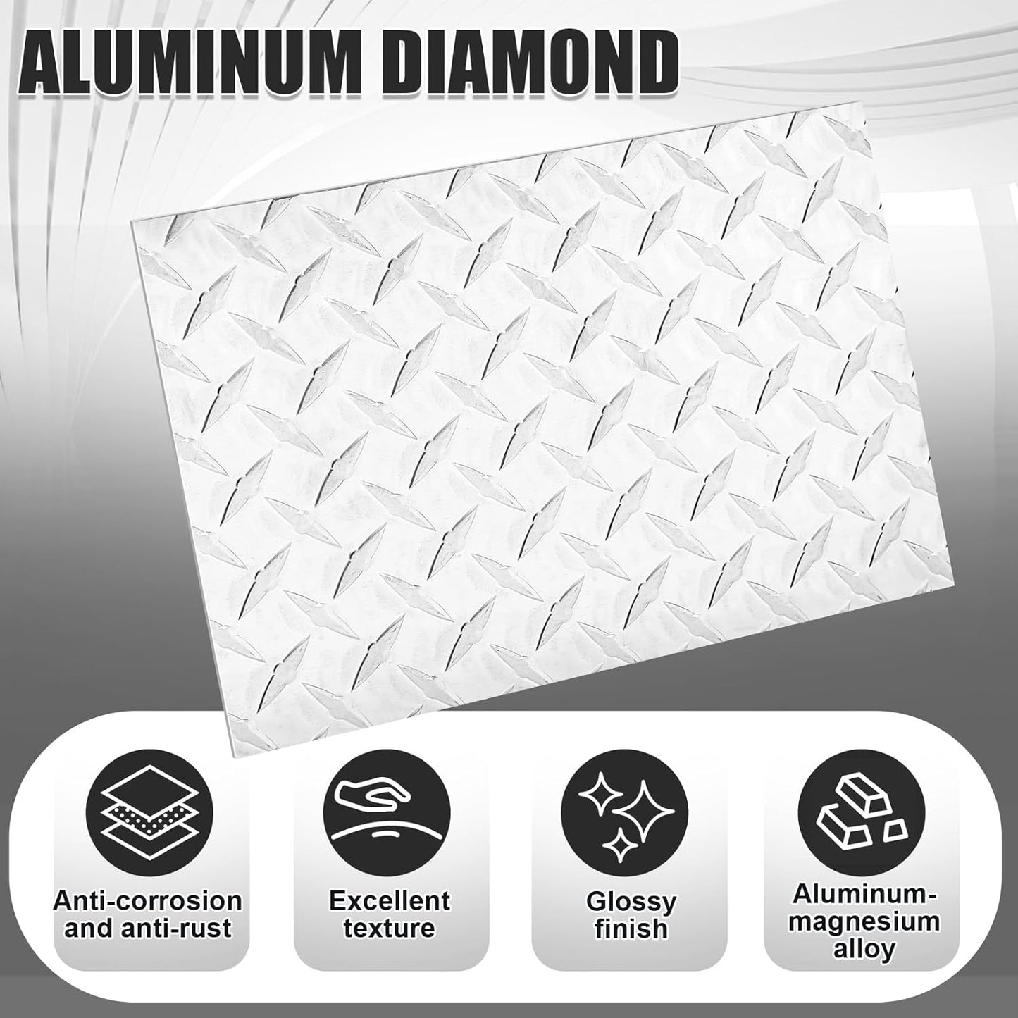 1pcs Diamond Plate Sheet Metal Heavy Duty Tread Aluminum Sheet Diamond Tread Plate for Wall Covering, Cargo Trailer, RV and More (9'' X 12'' X 0.08'',Silver)