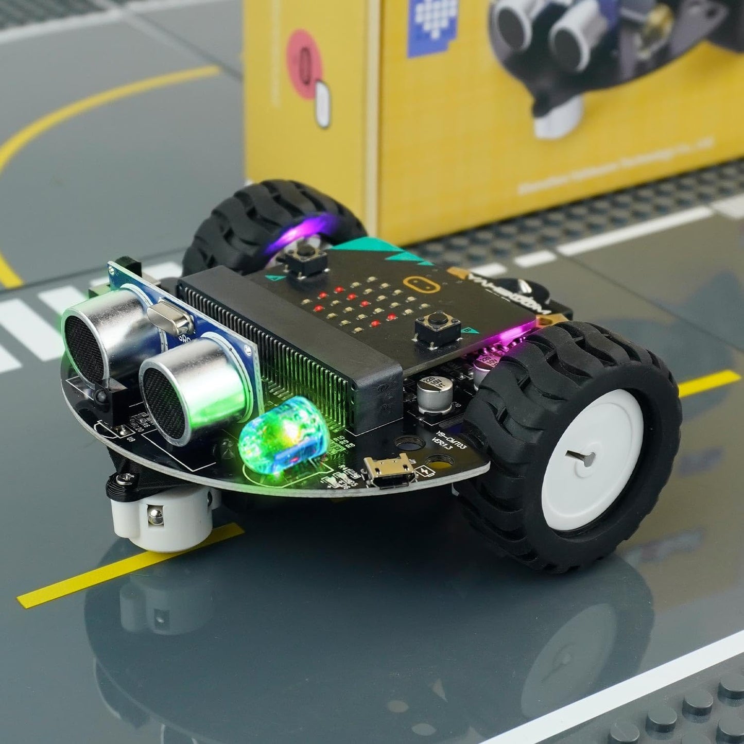 Yahboom Micro:bit DIY Coding Science Building Kit Smart Toys Car Robotic Kit Learning Educational STEM Projects for Kids Ages 8-12（Without Microbit）