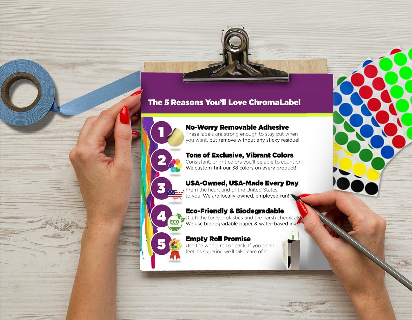 ChromaLabel 1 Inch Round Label Removable Color Code Dot Stickers, 1000 Labels per Dispenser Box, Purple