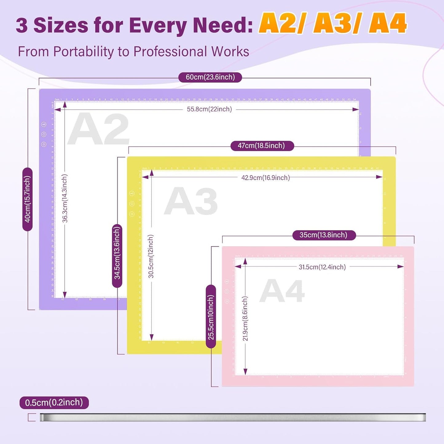 ZEXALIGHT A4 Light Box for Tracing, Light Pad for Diamond Painting with 8 Levels/Stepless Dimming Brightness and 3 Color Modes, Ultra-Thin Copy Board Light Table for Artists Tracing Drawing (Yellow)