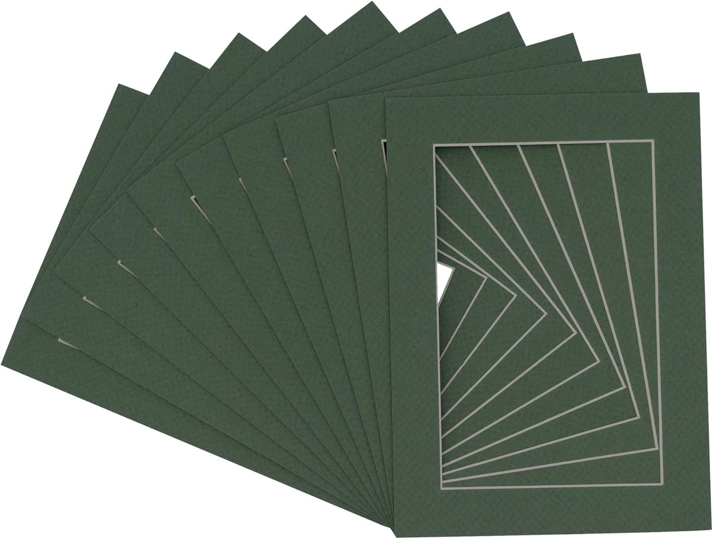 5x7 Mat for 8.5x11 Frame - Precut Mat Board Acid-Free Show Kit with Backing Board, and Clear Bags Hunter Green 5x7 Photo Matte Made to Fit a 8.5x11 Picture Frame Matboard for Framing, Pack of 100 Mats