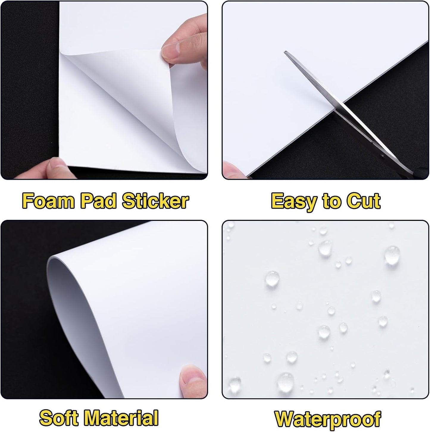MEARCOOH 20-Pack Self Adhesive Foam Sheets, White 2mm Sticky Eva Foam Paper 9x12 Inch for Crafts Cardmaking Photo Frames Classroom Scrapbooking