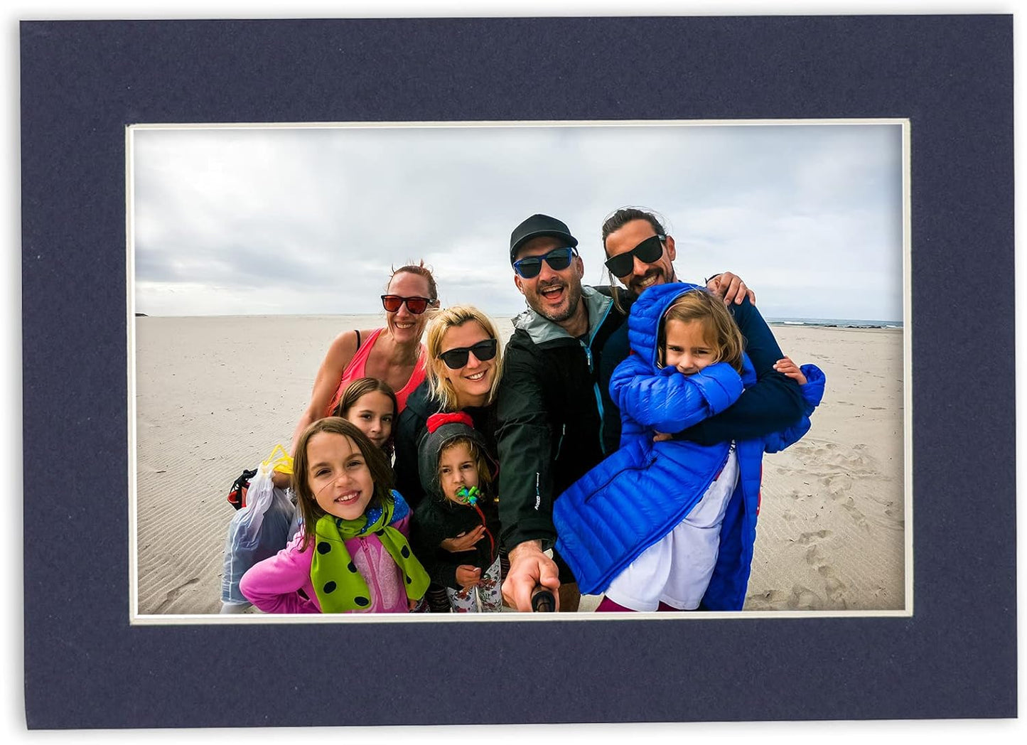 Pack of Ten 8x10 Mats Bevel Cut for 5x8 Photos - Acid Free Navy Precut Matboards for Pictures, Photos, Framing - 4-ply Thickness