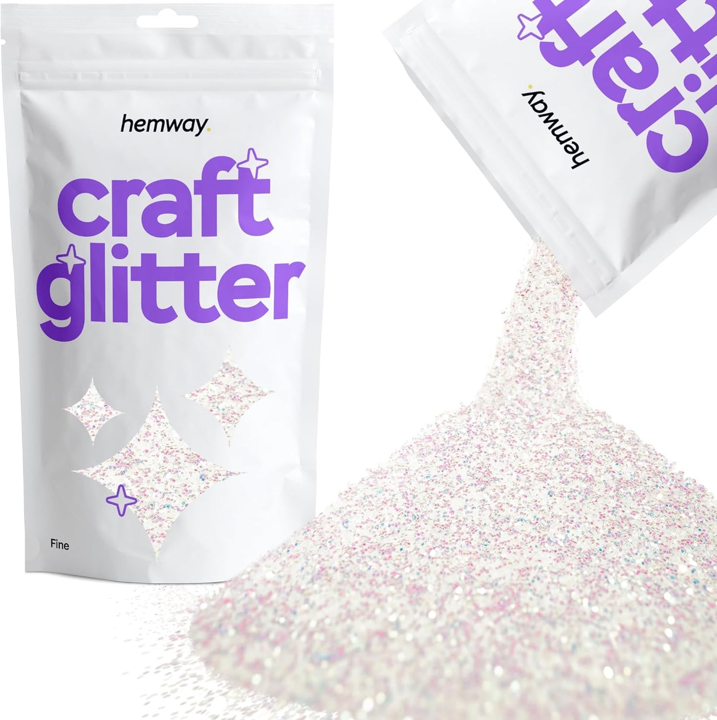 Hemway Craft Glitter Flakes for Arts and Crafts, Tumblers, Resin, Epoxy, Nail Art, Wax, Card Making and Decorations 100g / 3.5oz - Fine (1/64" 0.015" 0.4mm) - Mother of Pearl Iridescent