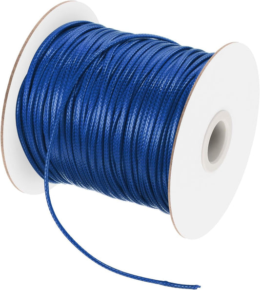 MECCANIXITY Waxed Cord 3mm Waxed Polyester Cord 44 Yard Wax String for Bracelet Making, Necklaces, Beading, Jewelry Making and DIY Crafts(Dark Blue)