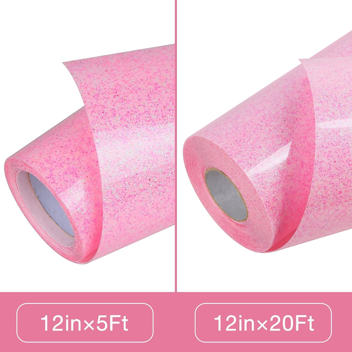 TORC Pink Glitter HTV Heat Transfer Vinyl Roll 12 inch x 5 ft Iron on Vinyl for T Shirts Crafts