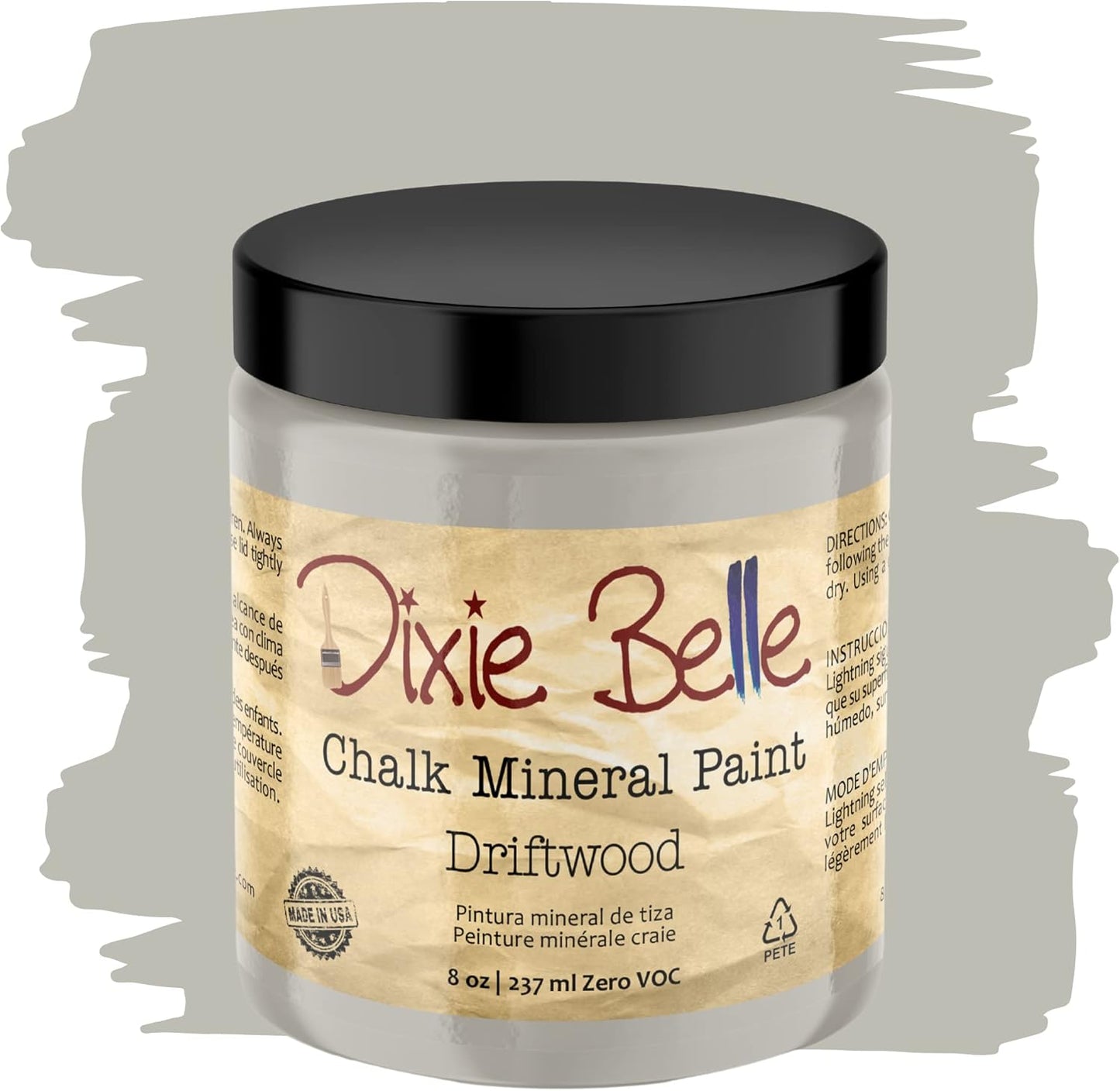 Dixie Belle Paint Company Chalk Finish Furniture Paint - Driftwood (8oz) - Matte Light Gray Chic Chalk Mineral DIY Furniture Paint