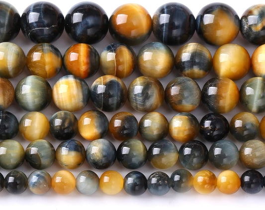 8mm 45Pcs AAAAA Tiger Eye Beads for Jewelry Making Natural Stone Beads Semi Precious Round Smooth Gemstones Energy Healing Loose Beads, Dream Blue Tiger Eye Stone
