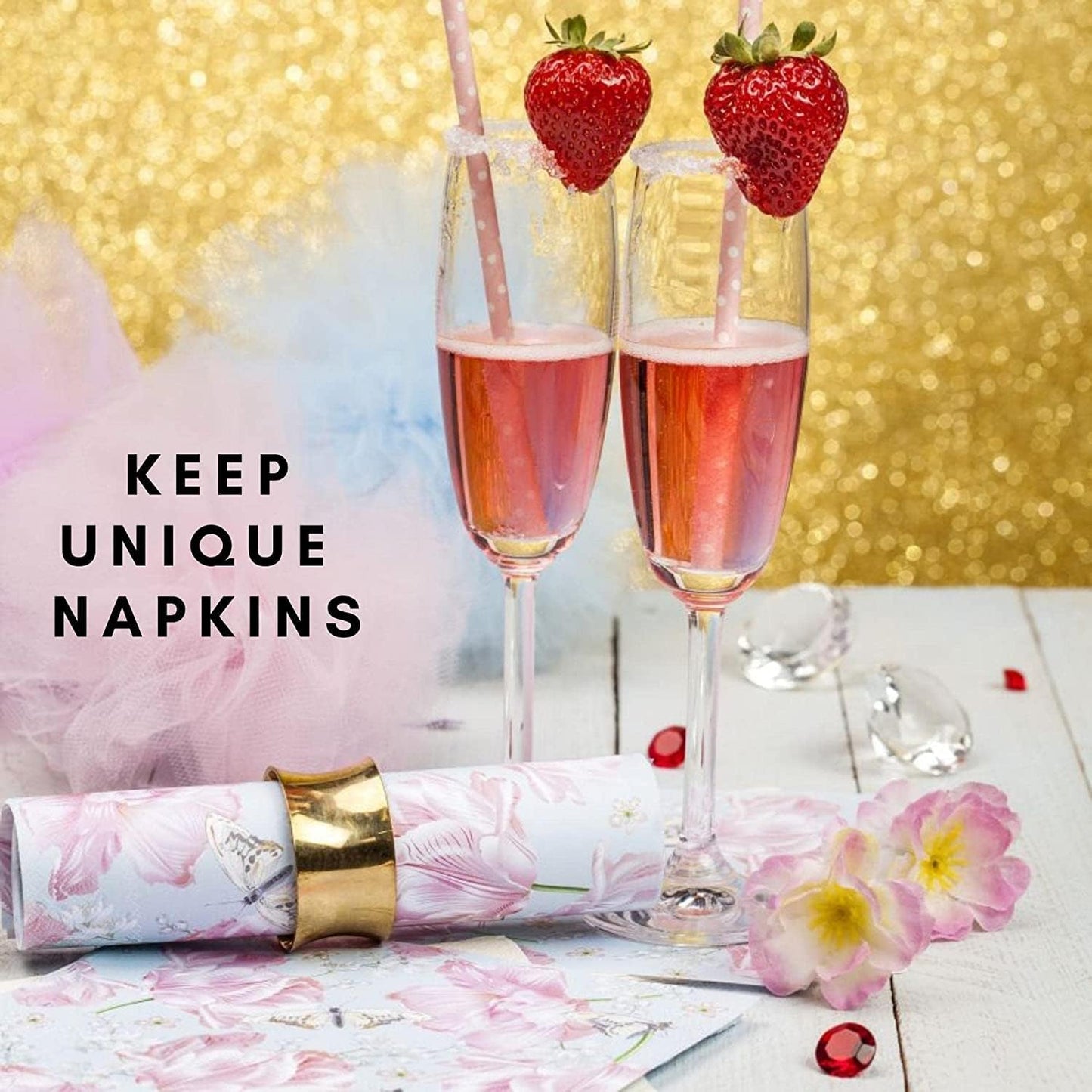 20-ct 13x13 Flowers Paper Luncheon Decoupage Napkins, 3-Ply Servilletas Printed Flower Pink Peonies Cocktail Napkin for Art, Dinner and Party, Disposable Napkins Decor