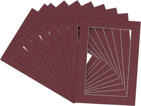Poster Palooza 11x14 Mat for 8.5x11 Photo - Precut Maroon Picture Matboard for Frames Measuring 11 x 14 Inches - Bevel Cut Matte to Display Art Measuring 8.5 x 11 Inches - Acid Free Pack of 100 MATS
