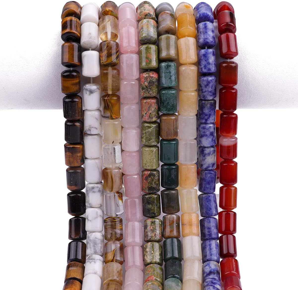 Natural Blue Sodalite Cylinder Stone Loose Semi Gemstone Beads for Jewelry Making 10mmx14mm 38cm