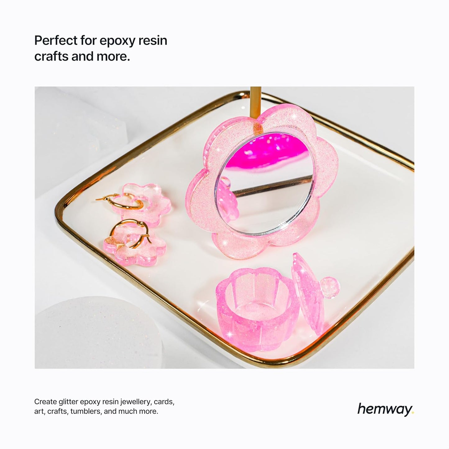 Hemway Polyurethane & Epoxy Resin Glitter 100g / 3.5oz Metallic Crystal Flake Additive for Flooring Jewelry Tumblers Glass Pigment - Microfine (1/256" 0.004" 0.1mm) - Baby Pink Iridescent