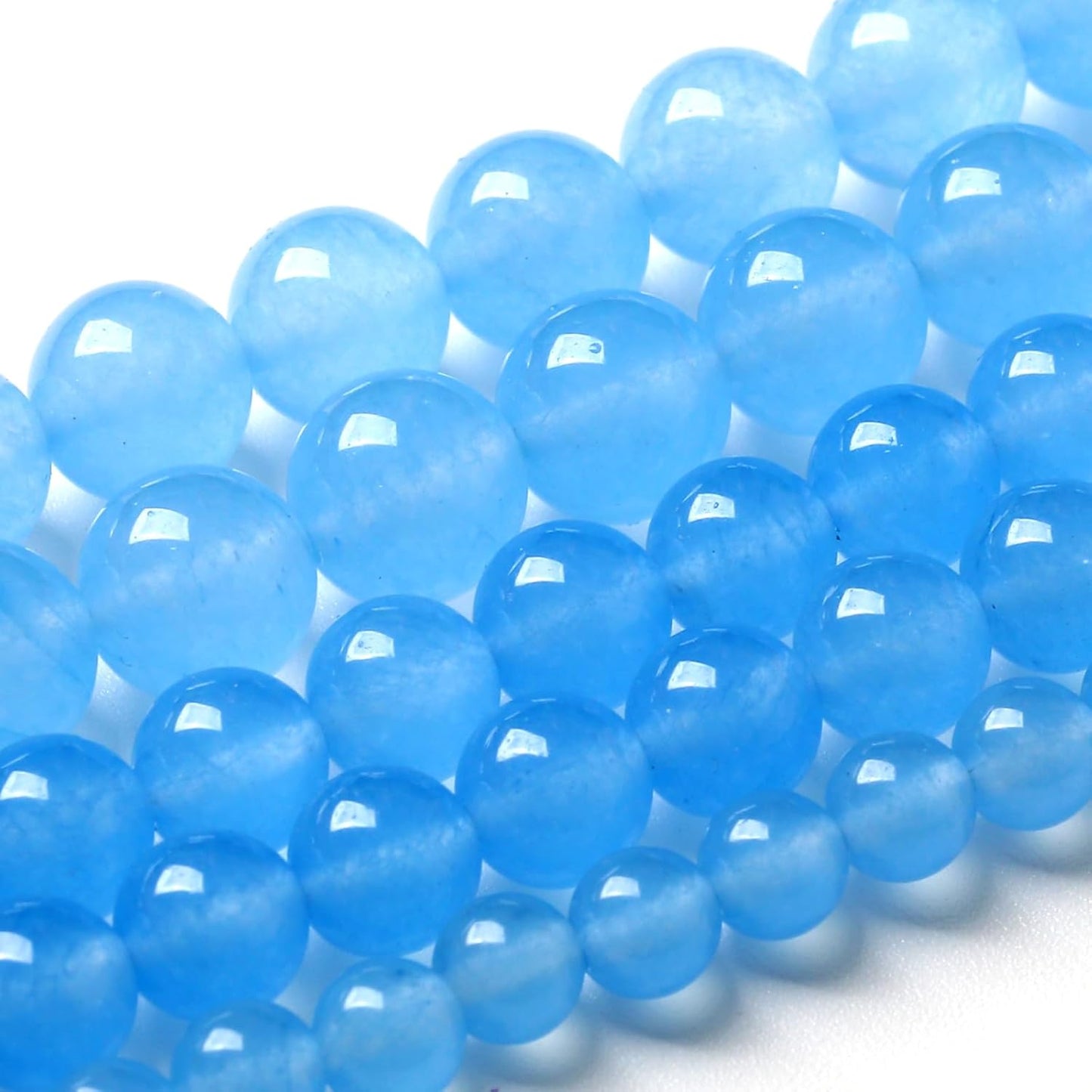 8MM Natural Stone Aquamarine Blue Chalcedony Beads Round Loose Beads for Jewelry Making Bracelet 90pcs 2 Strands 32"