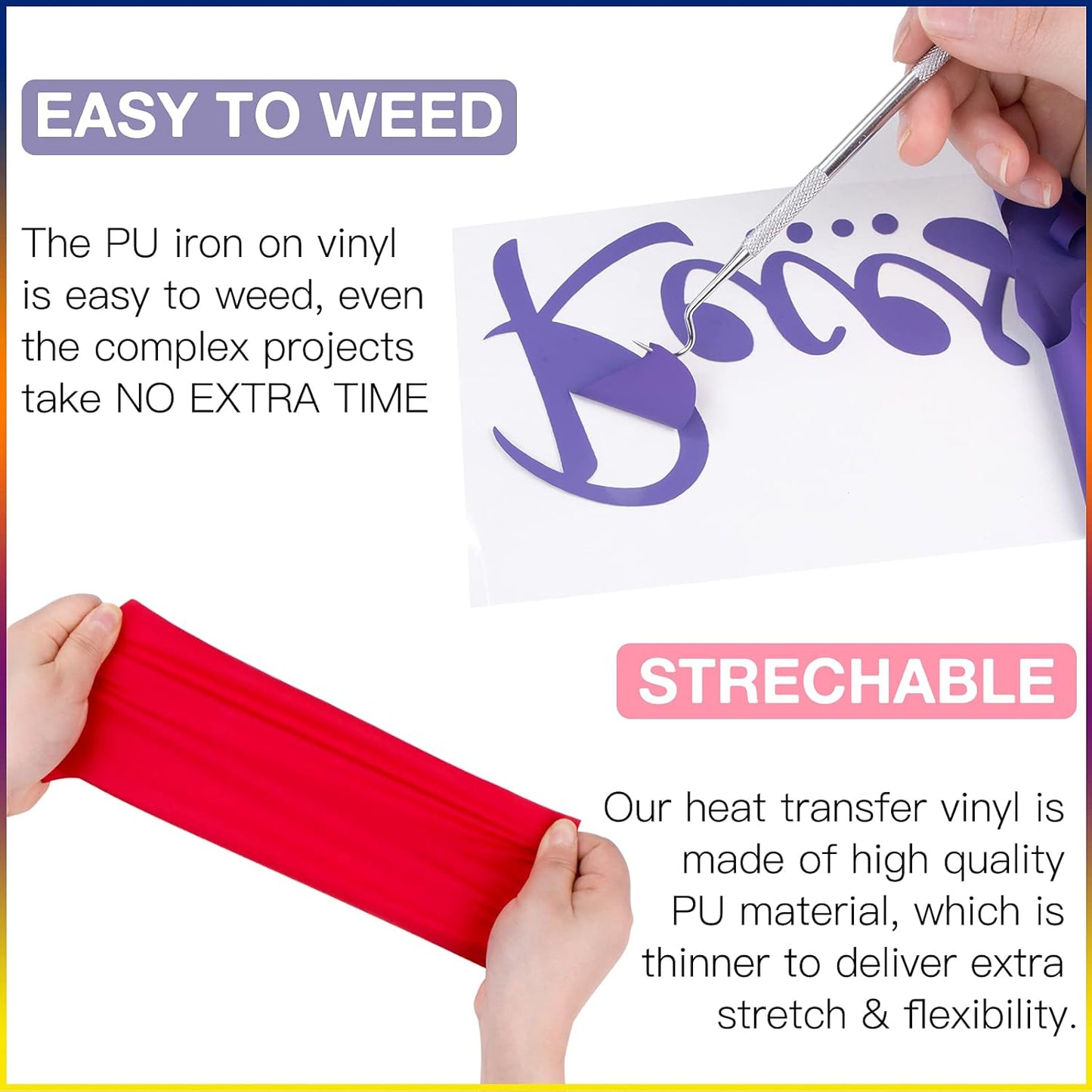 HTVRONT Black HTV Heat Transfer Vinyl Bundle: 36 Pack 12" x 10" Iron-On Vinyl for T-Shirts, Compatible with Cricut Cutting Machine, Silhouette Cameo or Heat Press Machine