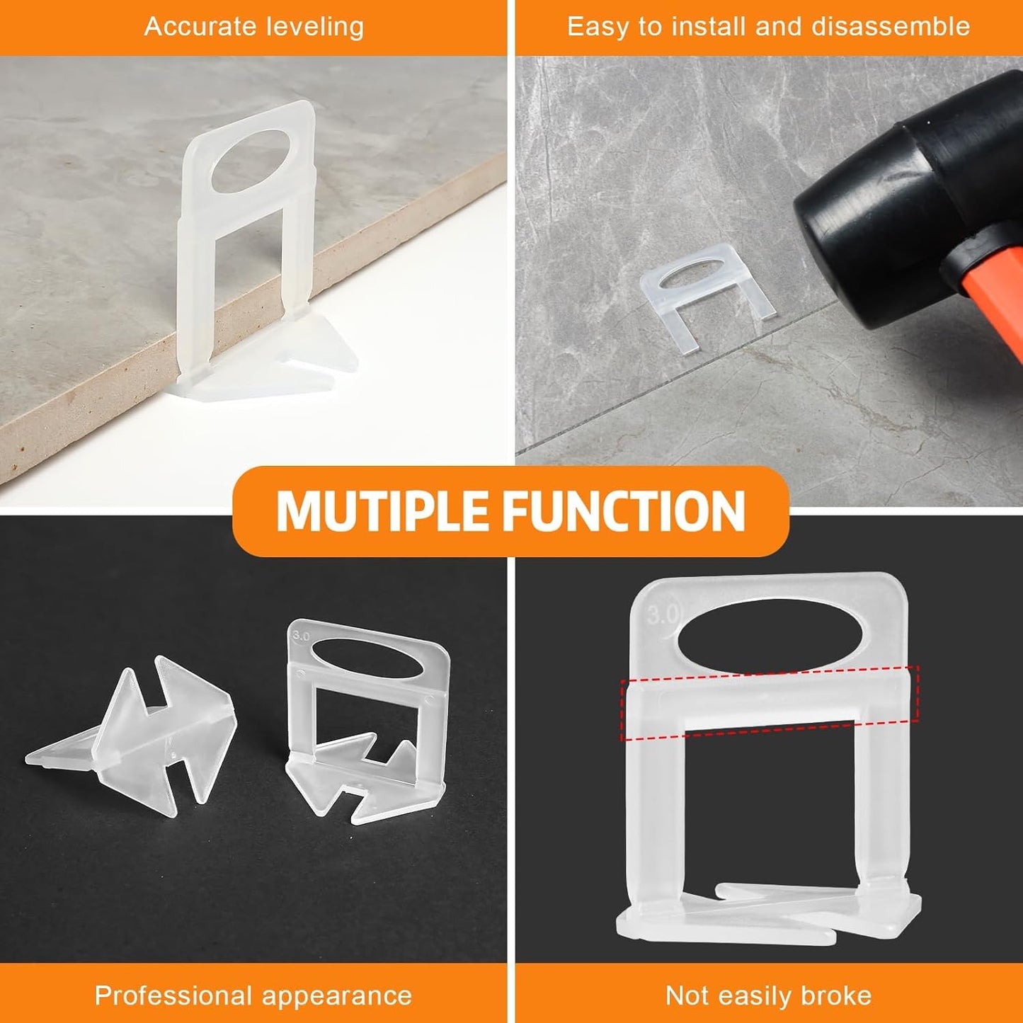 DGSL Tile Leveling System, 4500-PieceTile Spacers Clips 1/8 Inch Tile Tools, Tile Installation Tools for Professional Ceramic Tile and Stone Installation