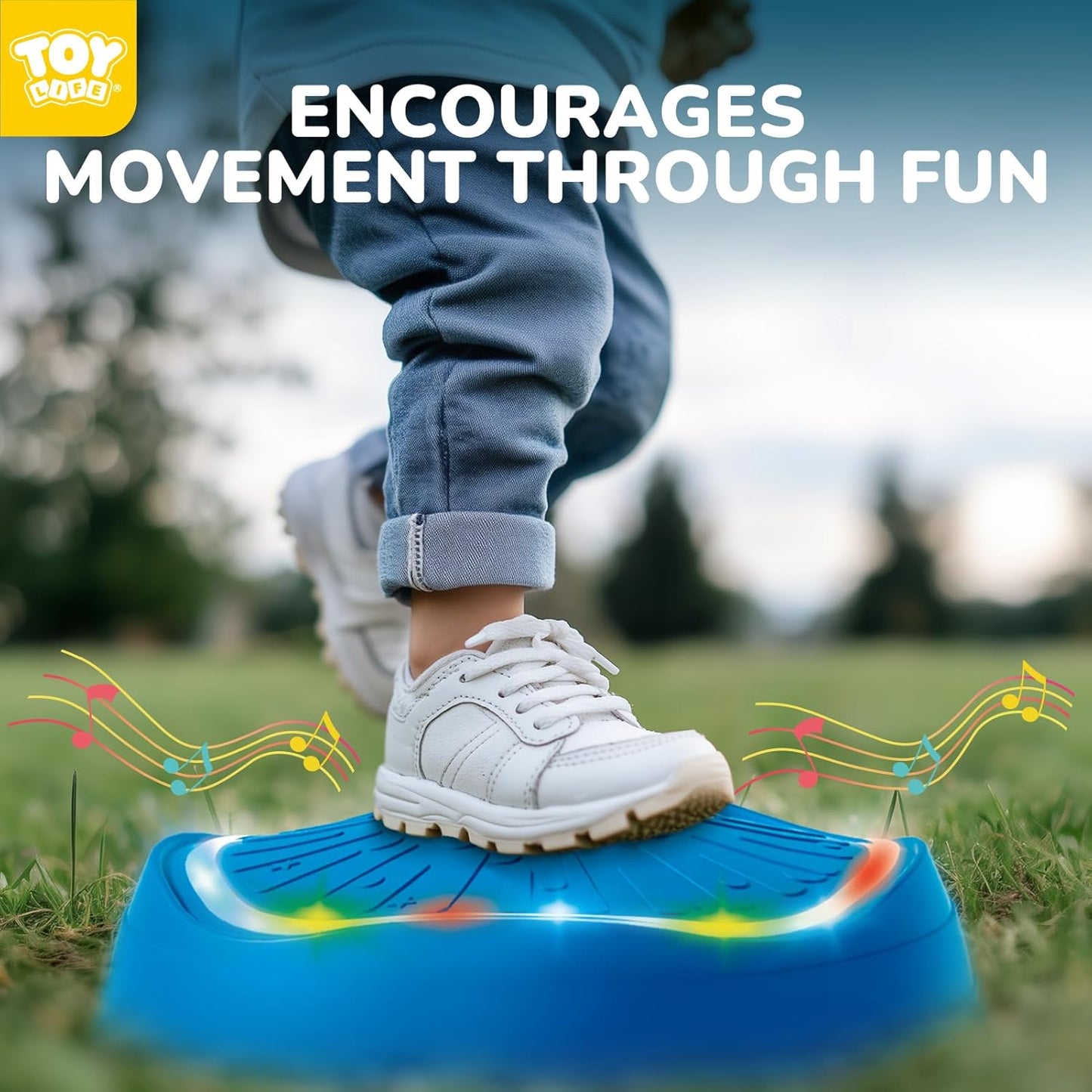 TOY Life 5 Pcs Light Up Musical Balance Stepping Stone for Kids, Indoor Outside Toys for Kids Ages 4-8, Toddler Outdoor Toys, Stepping Stones Game Sensory Balance Toy