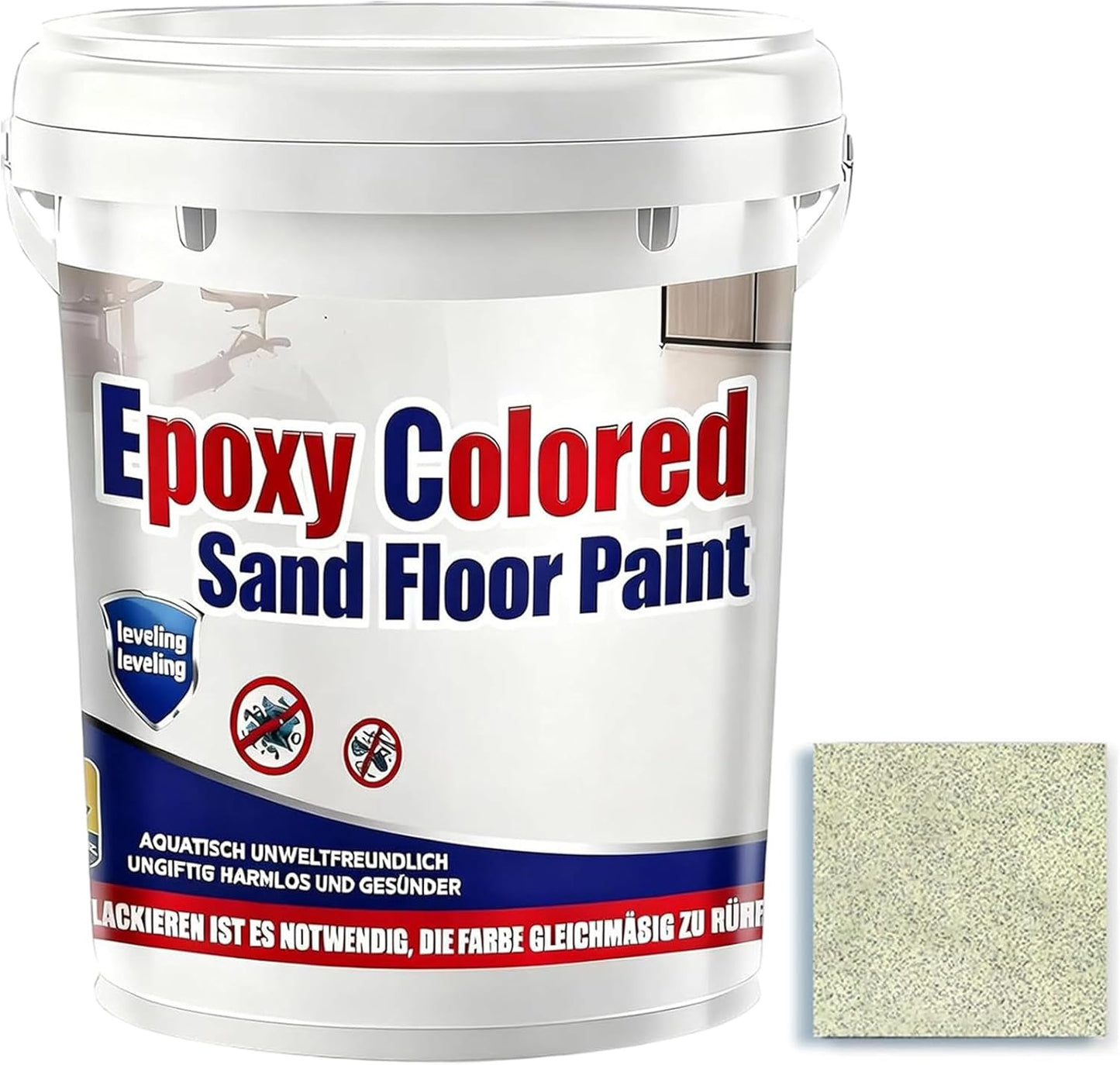 Epoxy Colored Sand Floor Paint, Epoxy Floor Paint for Concrete, High Gloss Marble Effect Coating, Waterproof Non-Slip Concrete Paints, Suitable for Indoor/Outdoor Use (Millet Yellow,640 oz/20 kg)