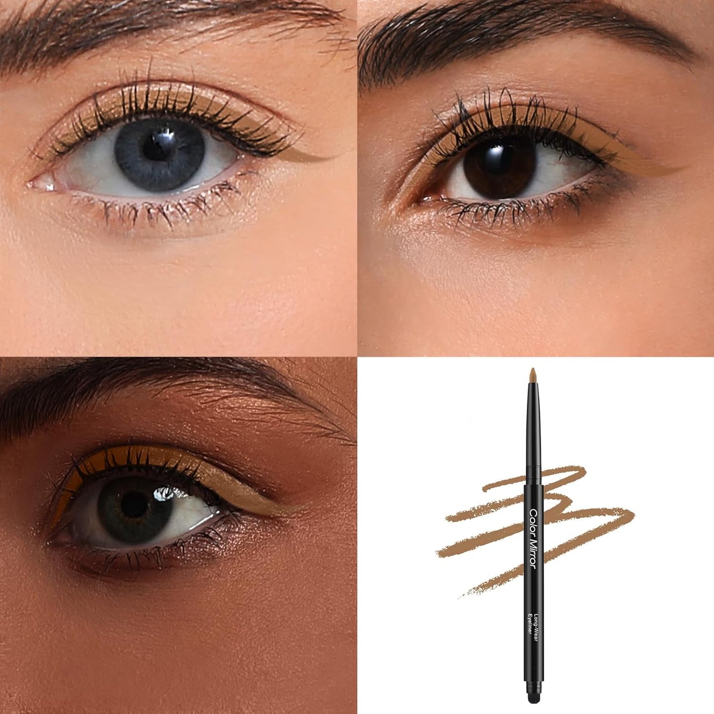 Smudge Proof Eyeliner, Waterproof Retractable Eye liner with Brush, Matte and Shimmer Eyeliner Pencil, Creamy Texture, Long lasting & Smooth(17 Vanilla Cookie Matte)