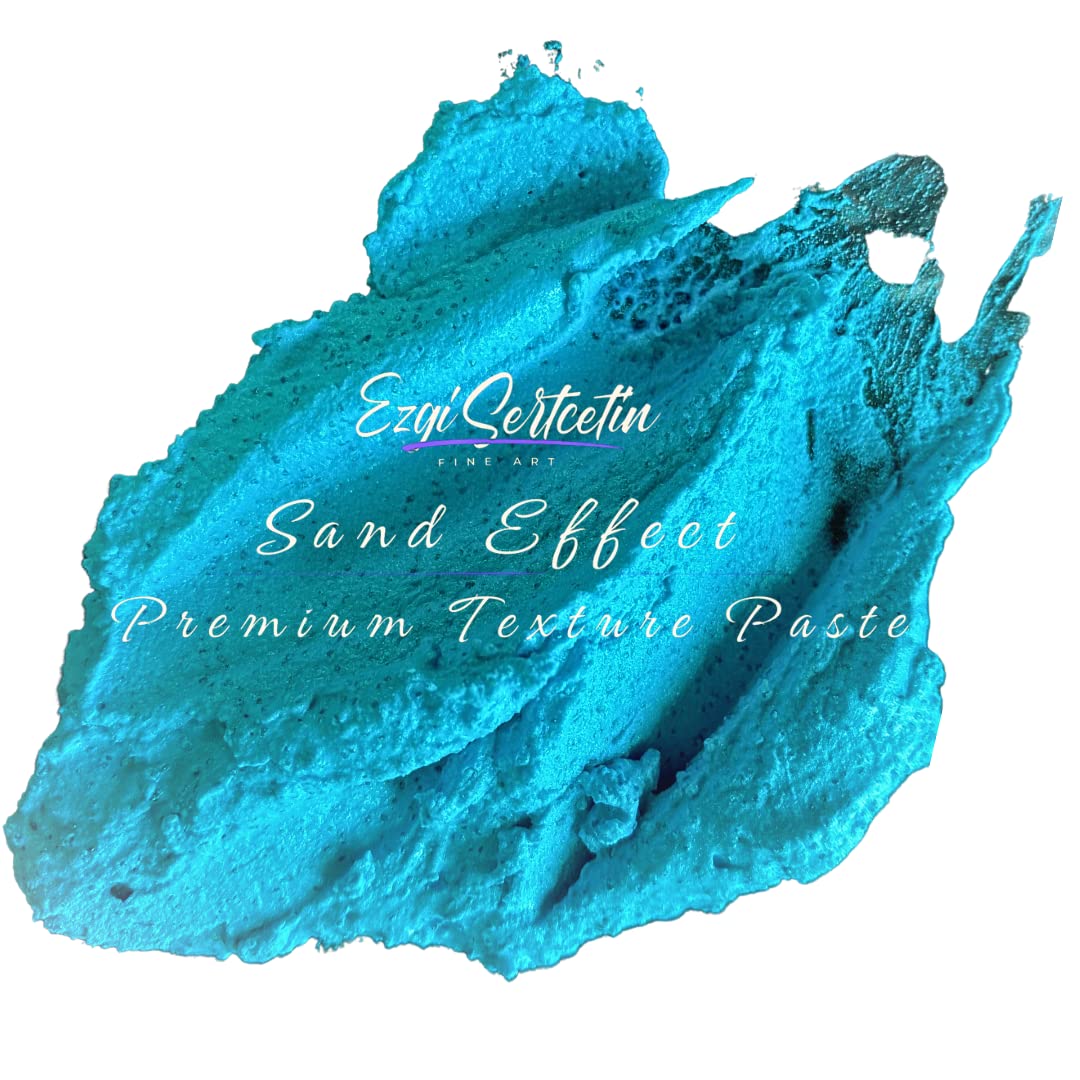Premium Sand Effect Texture Paste | 6oz by Volume | Unique Metallic Colors | Excellent Sand Texture Effect | by Ezgi Sertcetin (Metallic Talia Turquoise)